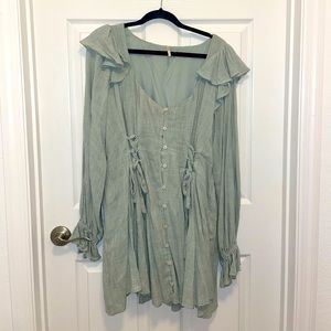 Free People Boho Mint Green Tunic Dress Size Large